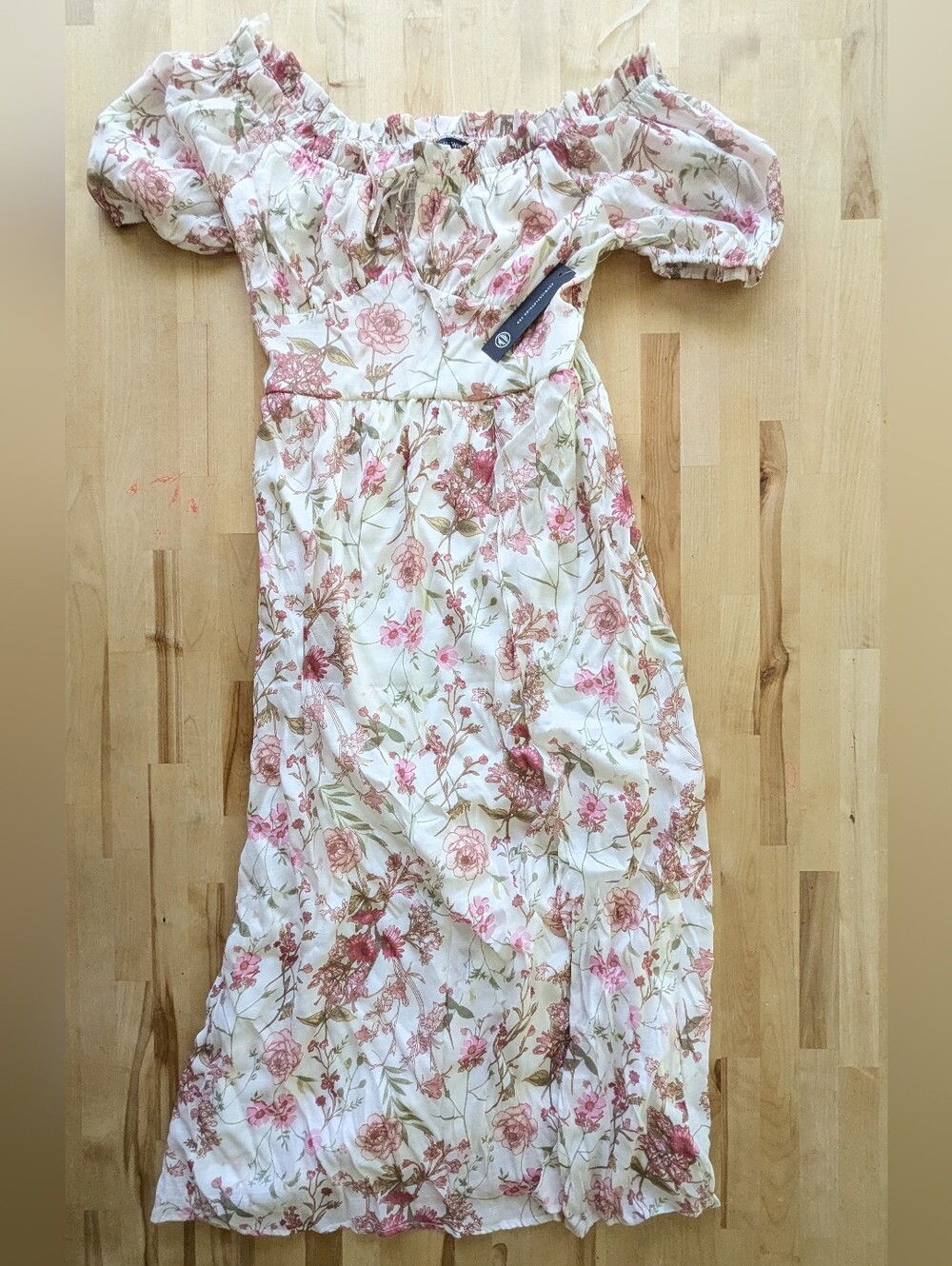 {As U Wish} NEW Pink and Green Floral Off-Shoulder Dress